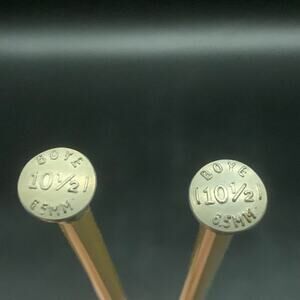 Boye Knitting Needles Size 10 1/2 Metal Single Point 6.5mm Aluminum